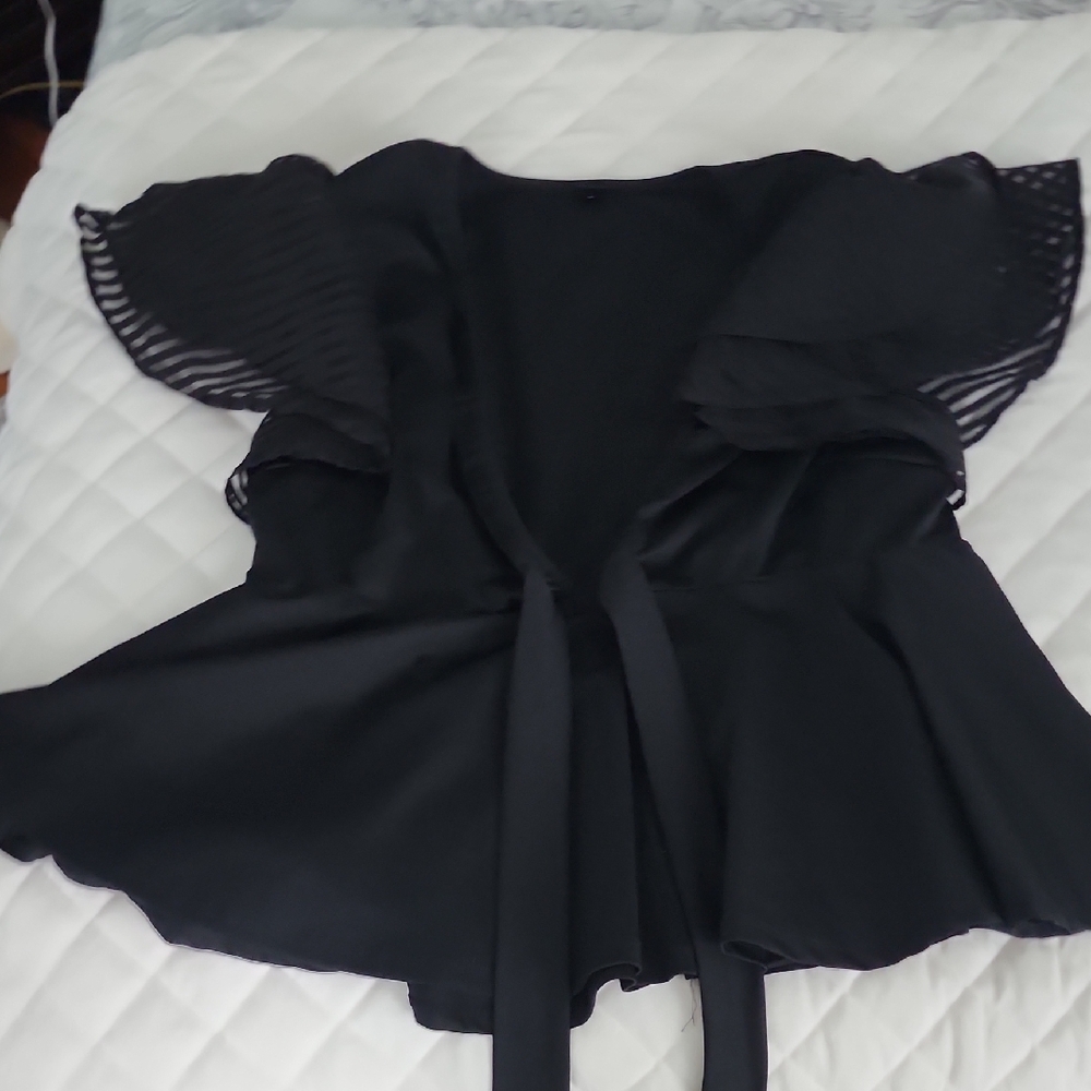 Black V Neck Plus Sife Top